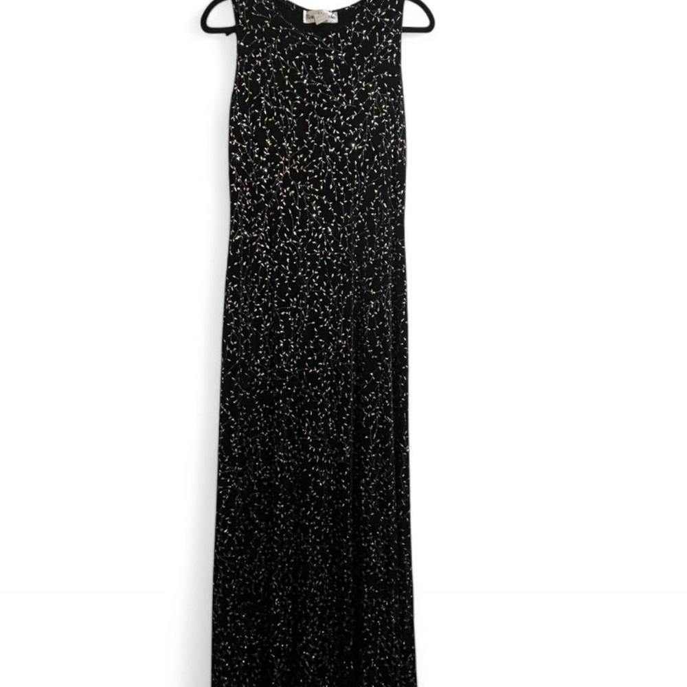 Vintage Ronni Nicole Black and Gold Glitter Women's Dress